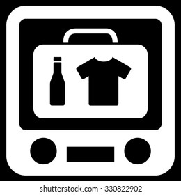 Xray Screening vector icon. Style is flat white symbol, rounded angles, black background.