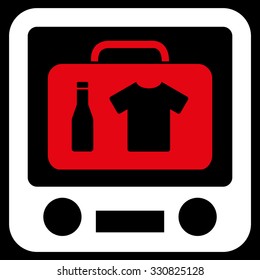 Xray Screening vector icon. Style is flat bicolor red and white symbol, rounded angles, black background.
