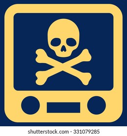 Xray Screening vector icon. Style is flat yellow symbol, rounded angles, blue background.