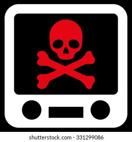 Xray Screening vector icon. Style is flat bicolor red and white symbol, rounded angles, black background.