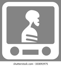 Xray Screening vector icon. Style is flat white symbol, rounded angles, gray background.