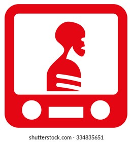 Xray Screening vector icon. Style is flat red symbol, rounded angles, white background.