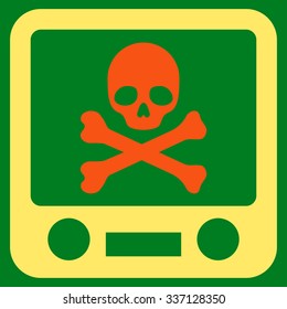 Xray Screening vector icon. Style is flat bicolor orange and yellow symbol, rounded angles, green background.