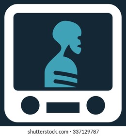 Xray Screening vector icon. Style is flat bicolor blue and white symbol, rounded angles, dark blue background.