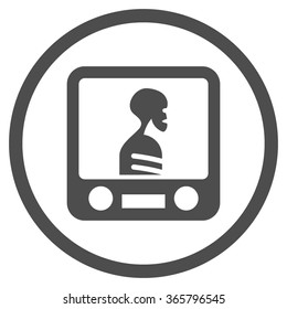 Xray Screening vector icon. Style is flat circled symbol, gray color, rounded angles, white background.