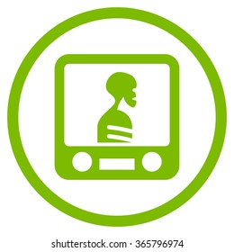 Xray Screening vector icon. Style is flat circled symbol, eco green color, rounded angles, white background.