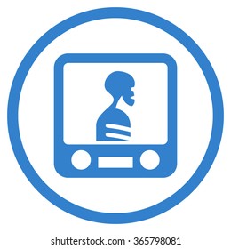 Xray Screening vector icon. Style is flat circled symbol, cobalt color, rounded angles, white background.