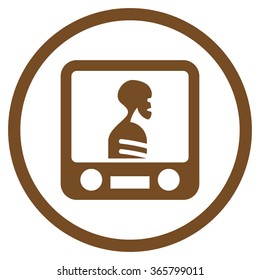 Xray Screening vector icon. Style is flat circled symbol, brown color, rounded angles, white background.