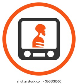 Xray Screening vector icon. Style is bicolor flat circled symbol, orange and gray colors, rounded angles, white background.