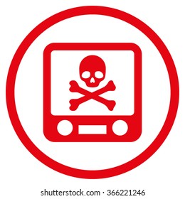Xray Screening vector icon. Style is flat circled symbol, red color, rounded angles, white background.