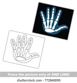 X-ray Shot Hand to be traced only of one line, the tracing educational game to preschool kids with easy game level, the colorful and colorless version.