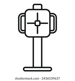 Konturvektor des Xray-Ständersymbols. Behandlung im Lungenspital. Personenszintigraphie