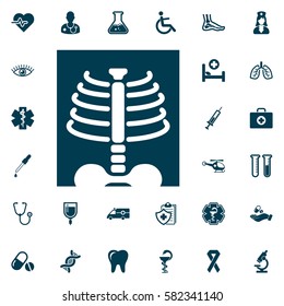 X-ray symbol. Roentgen icon, medical set on white background. Health Care Vector illustration