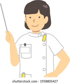 X-ray technician pointing a finger with a pointer: Female