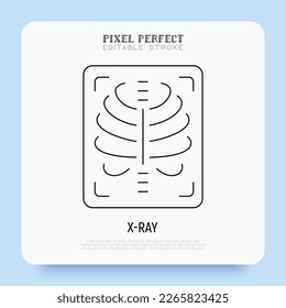 X-ray thin line icon. Medical scan. Pixel perfect, editable stroke. Vector illustration.