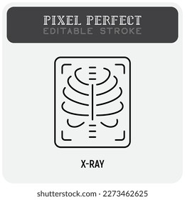 X-ray thin line icon. Medical scan. Pixel perfect, editable stroke. Vector illustration.