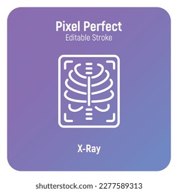 X-ray thin line icon. Medical scan. Pixel perfect, editable stroke. Vector illustration.