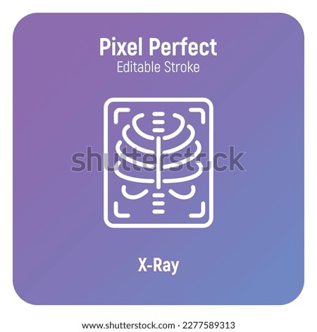 X-ray thin line icon. Medical scan. Pixel perfect, editable stroke. Vector illustration.
