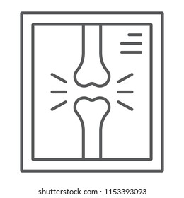 X-ray thin line icon, medicine and clinical, radiology sign, vector graphics, a linear pattern on a white background, eps 10.