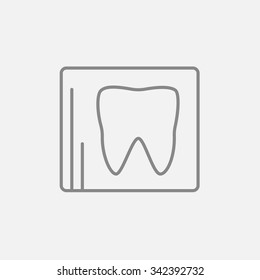 Rayo X del icono de línea dental para web, móvil e infografía. Icono vector de gris oscuro aislado en fondo gris claro.