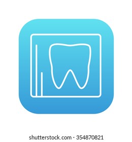 X-ray of the tooth line icon for web, mobile and infographics. Vector white icon on the blue gradient square with rounded corners isolated on white background.