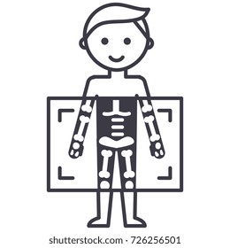 x-ray,medical diagnostics man  vector line icon, sign, illustration on background, editable strokes