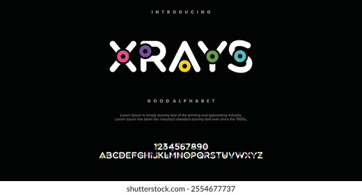 Xrays modern abstract alphabet font. Color of typography, Creative font  vector illustration.