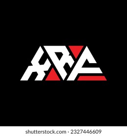 Diseño del logotipo de la letra triangular XRF con forma triangular. Monograma de diseño del logotipo del triángulo XRF. Plantilla de logotipo vectorial de triángulo XRF con color rojo. Logo triangular XRF Diseño sencillo, elegante y lujoso.