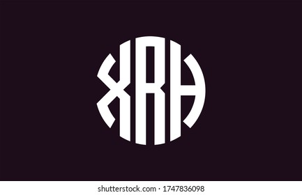 Plantilla de logotipo de marca vectorial de la letra monográfica de XRH Circle Emblem Resumen