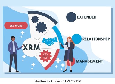 XRM - eXtended Relationship Management acronym. business concept background.  vector illustration concept with keywords and icons. lettering illustration with icons for web banner, flyer