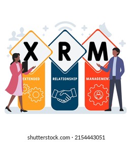 XRM - eXtended Relationship Management acronym. business concept background.  vector illustration concept with keywords and icons. lettering illustration with icons for web banner, flyer