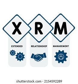 XRM - Acrónimo de Gestión de Relaciones Ampliadas. fondo de concepto de negocio.  concepto de ilustración vectorial con palabras clave e iconos. ilustración con iconos para banner web, volante
