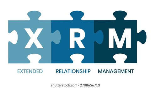 XRM - acrónimo de eXtended Relationship Management. fondo de concepto de negocio. concepto de Ilustración vectorial con Palabras claves e íconos. ilustración de letras con íconos para Anuncio de Web, volante
