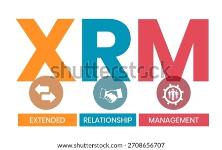 XRM - eXtended Relationship Management acronym. business concept background. vector illustration concept with keywords and icons. lettering illustration with icons for web banner, flyer