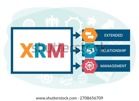 XRM - eXtended Relationship Management acronym. business concept background. vector illustration concept with keywords and icons. lettering illustration with icons for web banner, flyer