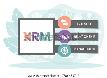 XRM - eXtended Relationship Management acronym. business concept background. vector illustration concept with keywords and icons. lettering illustration with icons for web banner, flyer
