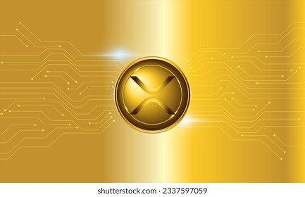 XRP Coin Technology  logo with circuit lines vector background design. XRP Coin  technology Token  currency vector illustration blockchain technology concept