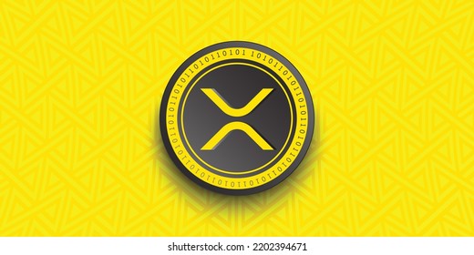 Xrp (XRP) crypto coin token vector illustration. Virtual currency symbol banner and background