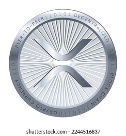 Xrp (XRP) crypto currency coin vector template isolated on white background