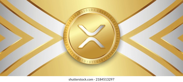Xrp (XRP) Crypto currency metallic coin futuristic technology vector illustration banner and background. Block chain based virtual money concept design.