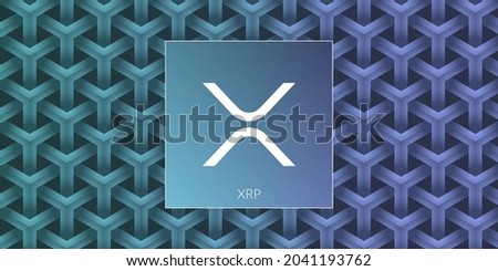 XRP cryptocurrency logo isolated on colorful volumetric pattern background.