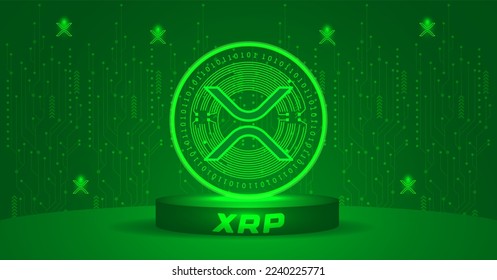 XRP (XRP) Metaverse cryptocurrency concept vector illustration banner