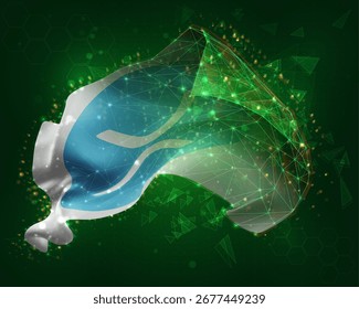 XRP, vector 3d flag on green background