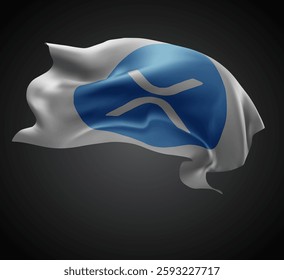 XRP, vector 3d flag with waves on a black background