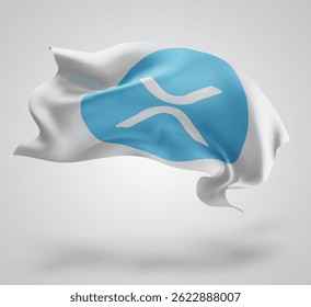 XRP, vector 3d flag with waves on a white background