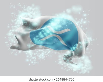 XRP, vector 3d flag in whirlwind of magical radiance