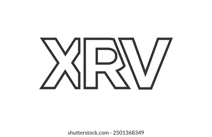 XRV logo design template with strong and modern bold text. Initial based vector logotype featuring simple and minimal typography. Trendy company identity ideal for businesses brand presence.