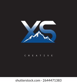 XS Creative Mountain Logo Bold Gradient Letter mark Branding Design for Business Outdoor Brands