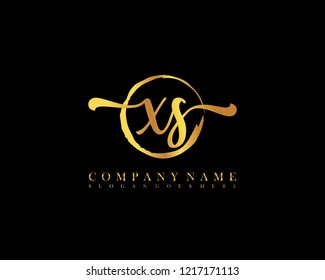 XS initial handwriting logo circle template vector
