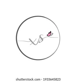 XS initial letter handwriting logo design with butterfly